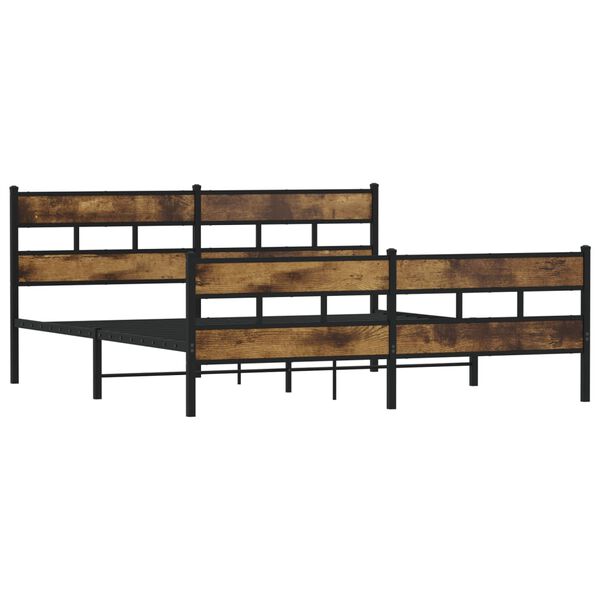 vidaXL Metal Bed Frame without Mattress Smoked Oak 193x203 cm