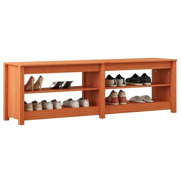 vidaXL Shoe Bench with Shelf with Storage Wax Brown 160 x 36.5 x 50 cm