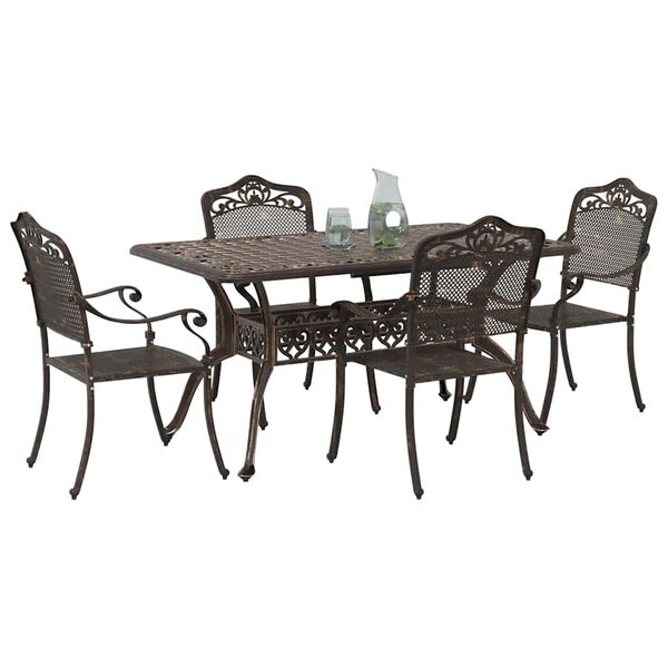 vidaXL Garden Dining Set 5 pcs Bronze Aluminium