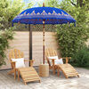 vidaXL Balinese Parasol Blue 215 x 215 x 260 cm Cotton and Wood