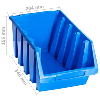 vidaXL Stacking Storage Bins 14 pcs Blue Plastic