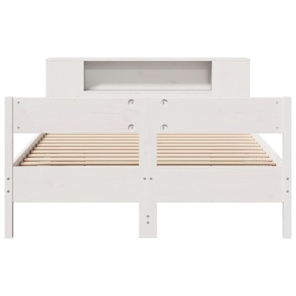 vidaXL Bookcase Bed without Mattress White 120x190 cm Small Double Solid Wood Pine