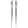 vidaXL Ground Spikes 2 pcs Silver 7x7x75 cm Galvanised Steel