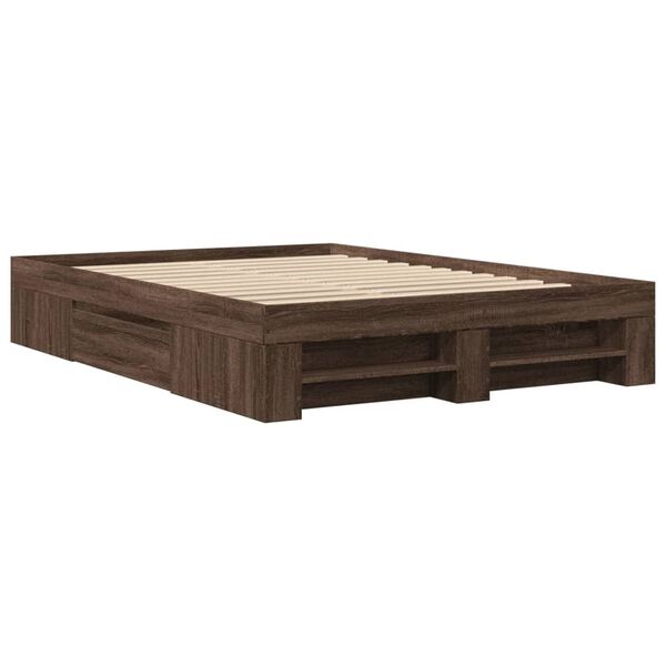 vidaXL Bed Frame without Mattress Brown Oak 120x200 cm Engineered Wood