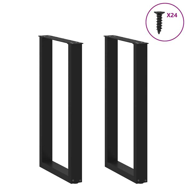 vidaXL Bar Table Legs U-Shaped 2 pcs Black 50x(90-91) cm Steel