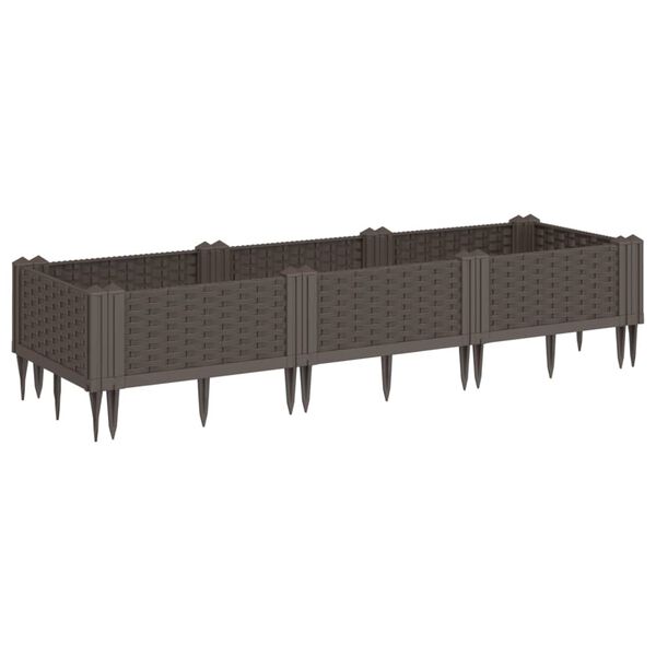 vidaXL Garden Planter with Pegs Brown 125x40x28.5 cm PP