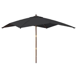 vidaXL Garden Parasol | Black | Polyester, Hardwood | UV-resistant materials