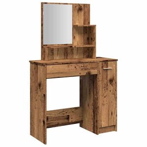 vidaXL Dressing Table with Mirror Old Wood 86.5x35x136 cm