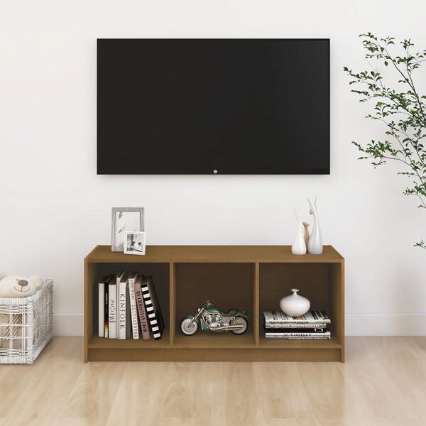 vidaXL TV Cabinet Honey Brown 104x33x41 cm Solid Pinewood