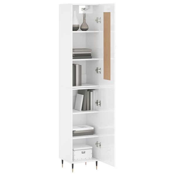 vidaXL Highboard High Gloss White 34.5x34x180 cm Engineered Wood