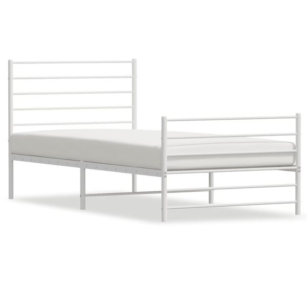 vidaXL Metal Bed Frame without Mattress with Footboard White 75x190cm
