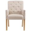 vidaXL Dining Chair with Armrests Beige Fabric