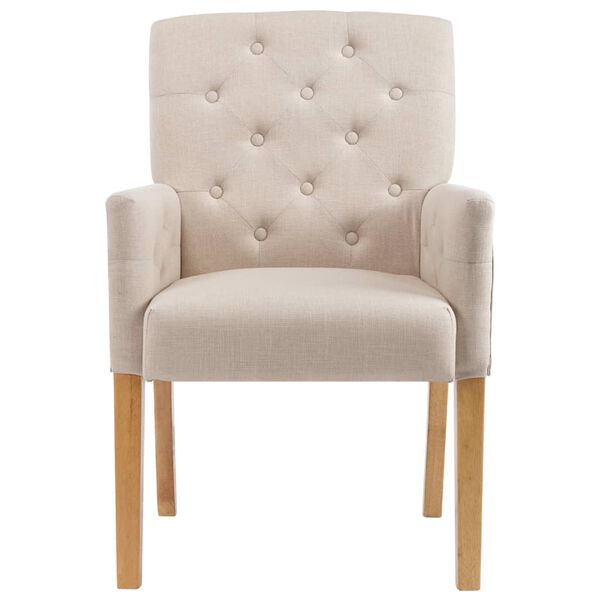 vidaXL Dining Chair with Armrests Beige Fabric