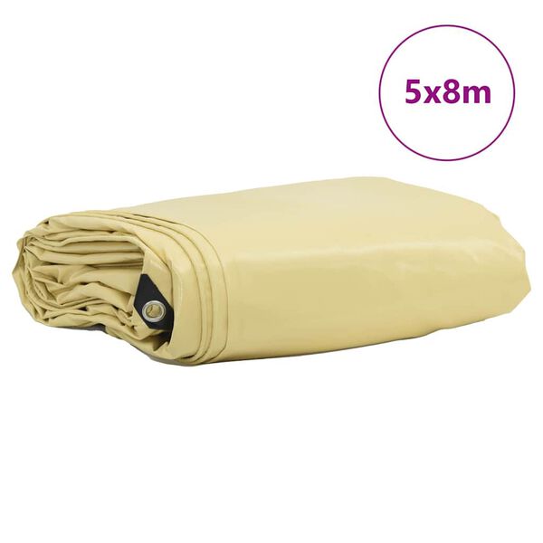 vidaXL Tarpaulin 650g / m&sup2; Beige 5 x 8 m Canvas with PVC Coating