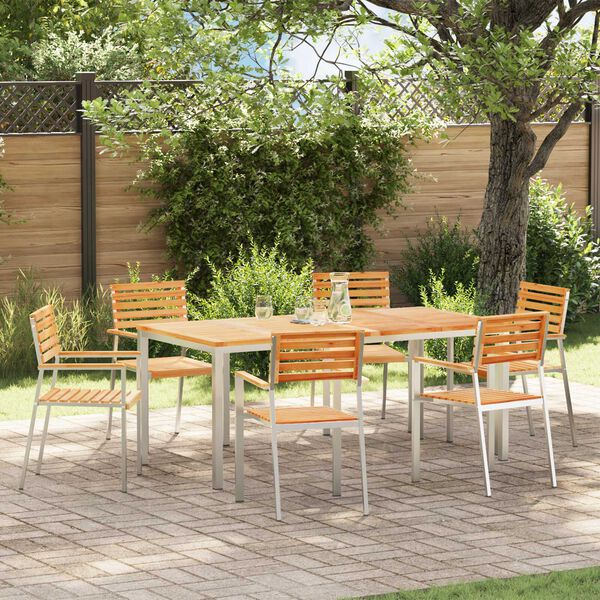 vidaXL Garden Dining Set 7 pcs Brown Solid Teak Wood