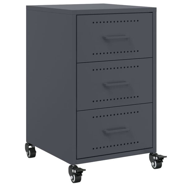 vidaXL Bedside Cabinet Anthracite 36x39x59 cm Steel