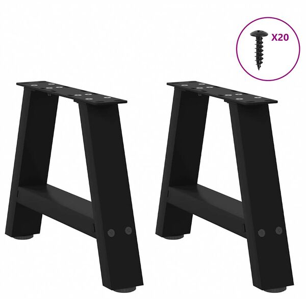 vidaXL Coffee Table Legs A-Shaped 2 pcs Black&nbsp;40x(30-31) cm Steel