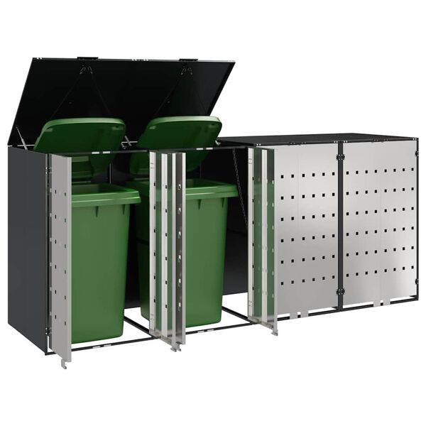 vidaXL Wheelie Bin Storage for 4 Bins Anthracite 272 x 77.5 x 115.5 cm
