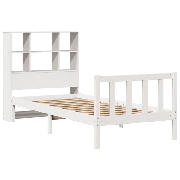 vidaXL Bookcase Bed without Mattress White 90x200 cm Solid Wood Pine