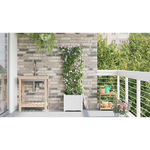 vidaXL Garden Planter White 40 x 40 x 142 cm Plastic