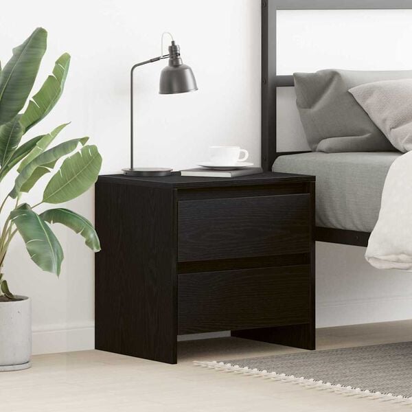 vidaXL Bedside Cabinet Black Oak 45 x 34 x 44.5 cm Engineered Wood