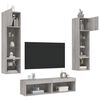 vidaXL 6 Piece TV Wall Units with LED Grey Sonoma Engineered Wood