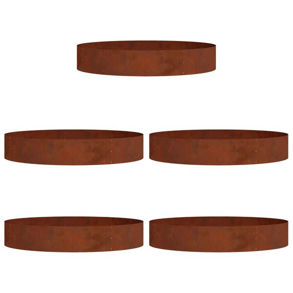vidaXL Planter Ring 5 pcs Brown 120 x 120 x 20 cm Weathering Steel
