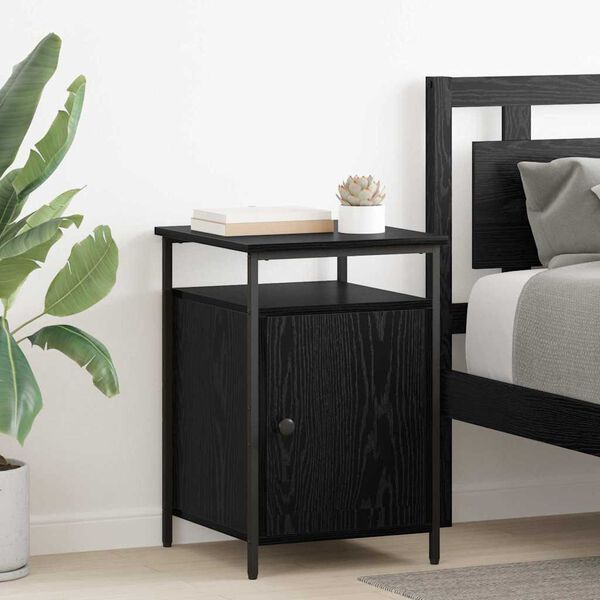 vidaXL Bedside Cabinet 2 pcs Black Oak 40 x 42 x 60cm Engineered Wood