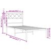 vidaXL Metal Bed Frame without Mattress with Headboard White 107x203cm