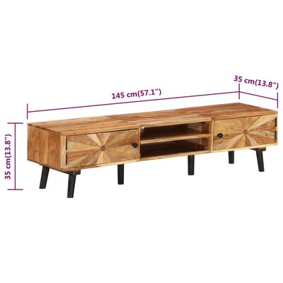 vidaXL TV Cabinet 145x35x35 cm Solid Acacia Wood