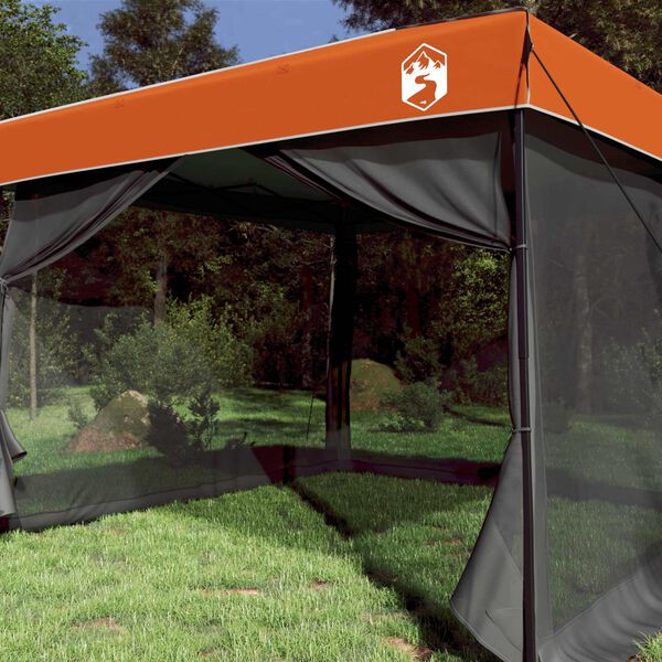 vidaXL Camping Tent Set 2 pcs Grey and Orange Taffeta and Fabric