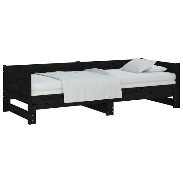 vidaXL Pull-out Day Bed without Mattress Black 2x(90x190) cm