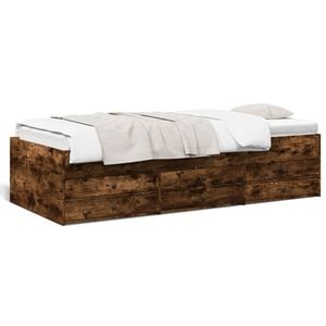 vidaXL Daybed with Drawers without Mattress Smoked Oak 100x200 cm