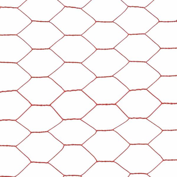 vidaXL Chicken Wire Fence Steel with PVC Coating 25x1 m Red