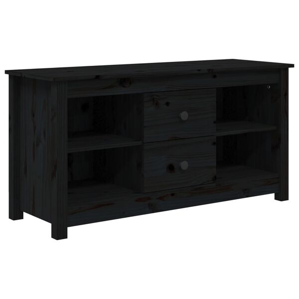vidaXL TV Cabinet Black 103x36.5x52 cm Solid Wood Pine