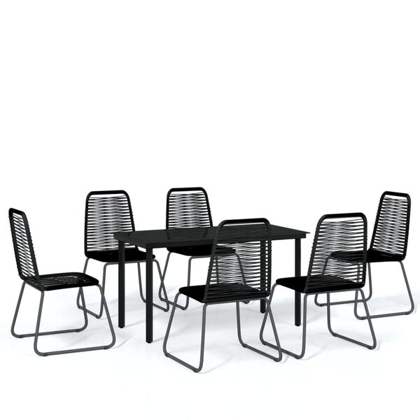 vidaXL 7 Piece Garden Dining Set Black