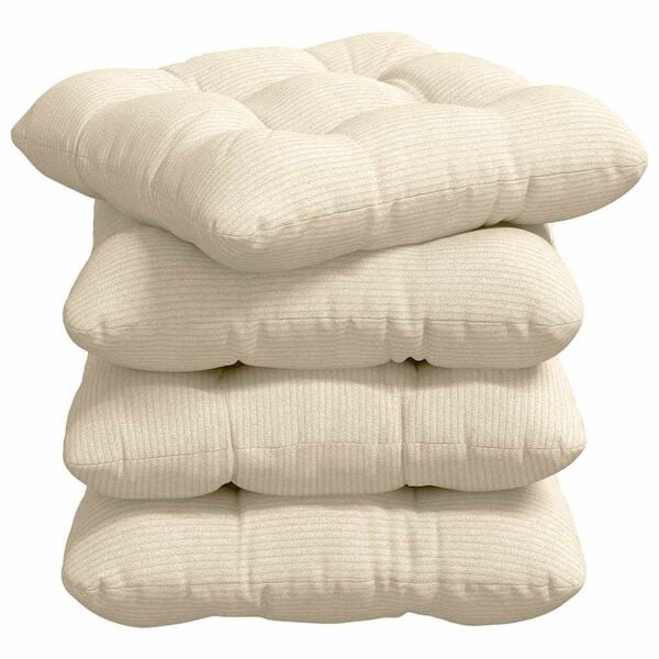 vidaXL Seat Cushions 4 pcs Cream 40 x 40 cm Corduroy Fabric