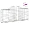 vidaXL Arched Gabion Baskets 18 pcs 200x30x80/100 cm Galvanised Iron