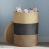 vidaXL Storage Basket with Lid Black and Beige Ø37x50 cm Cotton