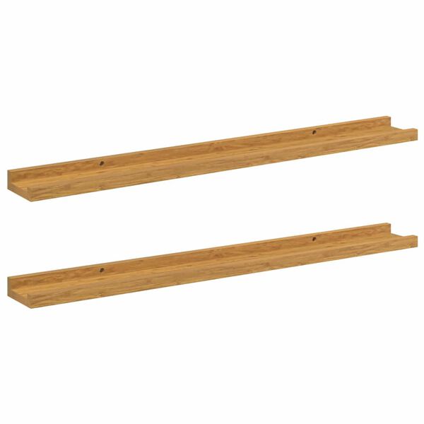vidaXL Wall Shelf with Shelf 2 pcs Beige 80 x 9 x 3 cm Engineered Wood