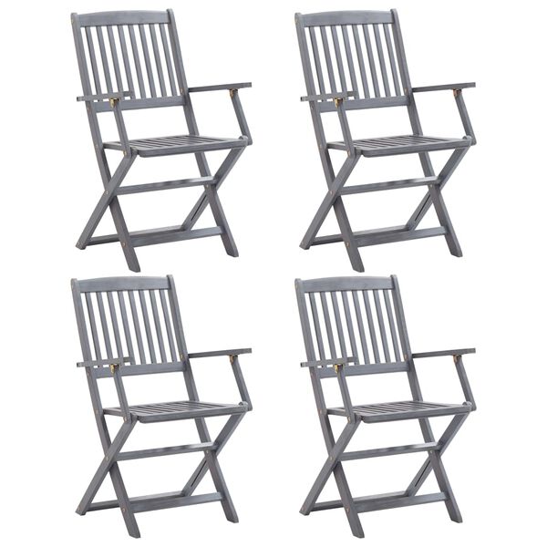 vidaXL Folding Outdoor Chairs 4 pcs Solid Acacia Wood