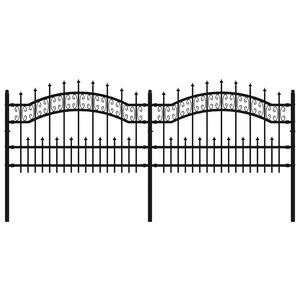 vidaXL Garden Fence Kampen with Spear Top Black 240x75 cm Steel