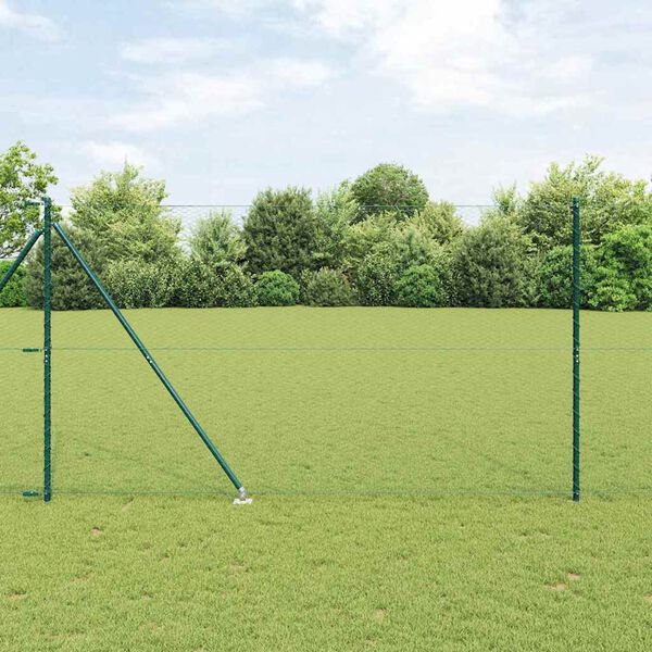 vidaXL Fence Post Green 10 x 1.5 m (25 mm mesh) Steel and PVC