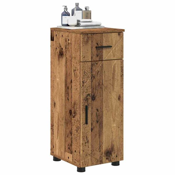 vidaXL Bathroom Cabinet with Drawer with Door Old Wood 30 x 35 x 80 cm