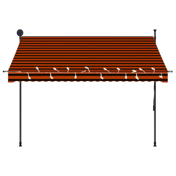 vidaXL Manual Retractable Awning with LED 250 cm Orange and Brown