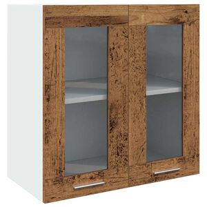 vidaXL Kitchen Wall Cabinet Lyon with Glass Door Old Wood 60x31x60 cm