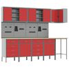 vidaXL Work Cabinet Set with Drawer with Shelf 12 pcs Red and Grey