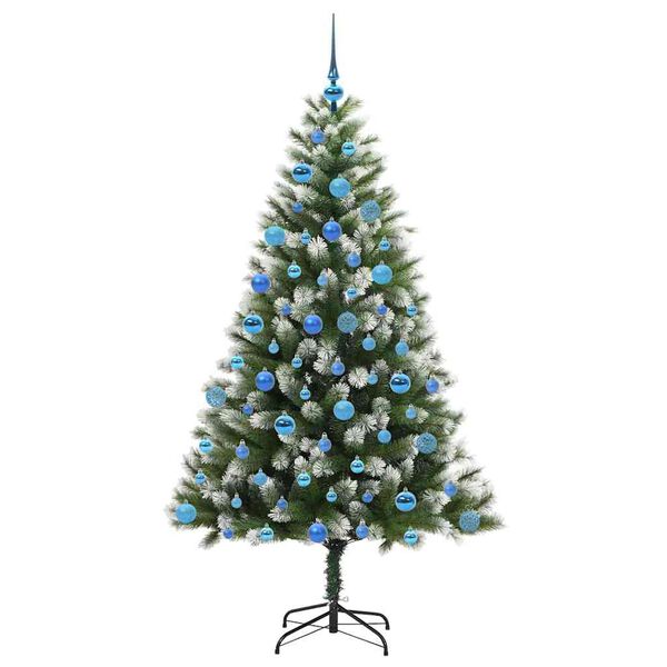 vidaXL Artificial Hinged Christmas Tree with Flocked Snow 180 cm