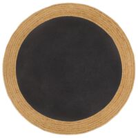 vidaXL Area Rug Braided Black & Natural 90 cm Jute & Cotton Round