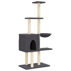 vidaXL Cat Tree with Sisal Scratching Posts Dark Grey 145 cm